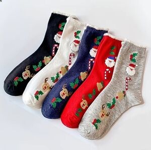 🍒🍒 Festive Holiday Ankle Socks - Black, White, Red, Blue, Gray